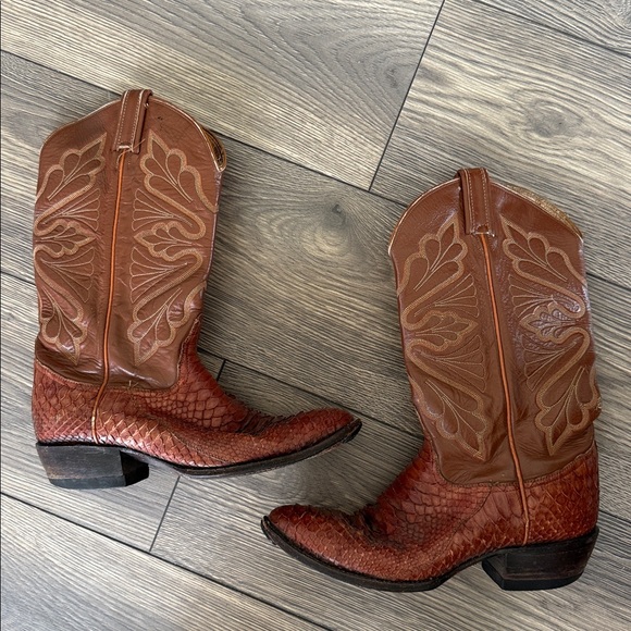 Tony lama vintage exotic python Men's Brown Western Boots